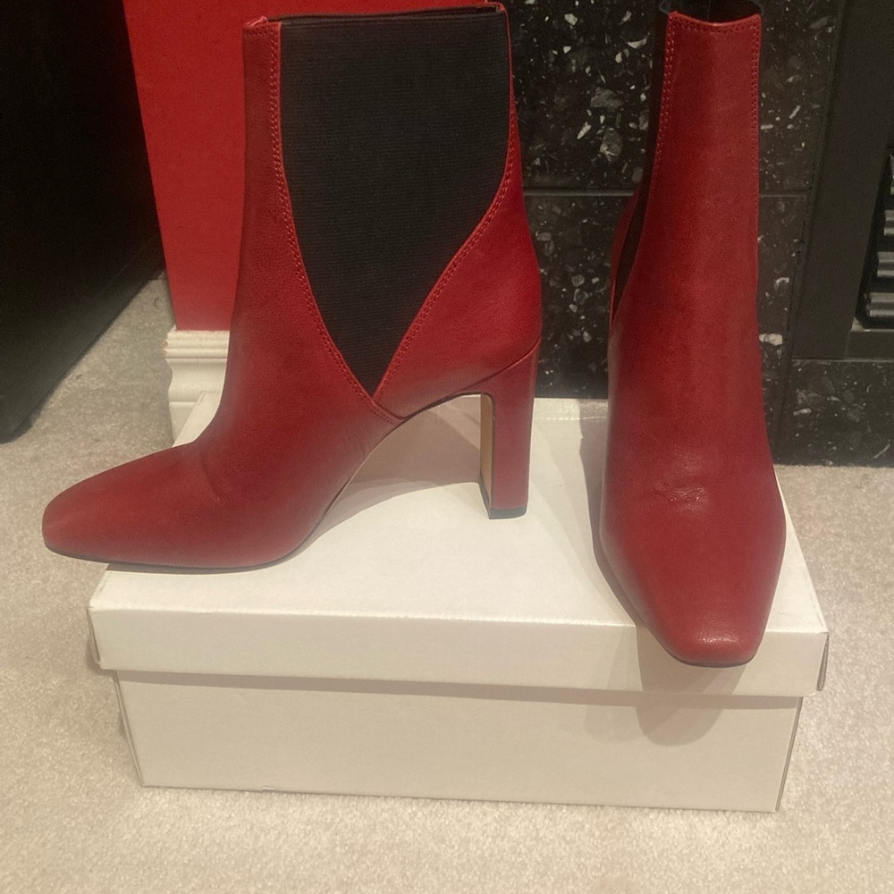 Vince Camuto Chelsea Ankle Boot in Dark Red Leather (New)